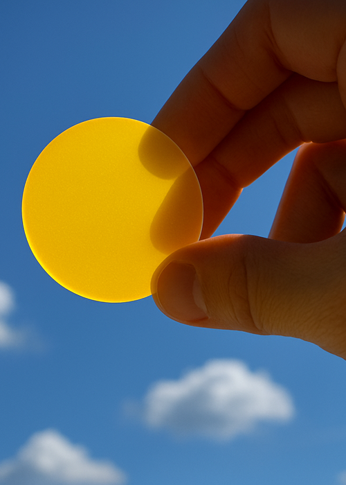 Gelbe LED-Farbfolie im Sonnenlicht – hochwertige Lichtfolie von Folien-Fischer in Berlin, Stuttgart, Freiburg, Essen und Halle